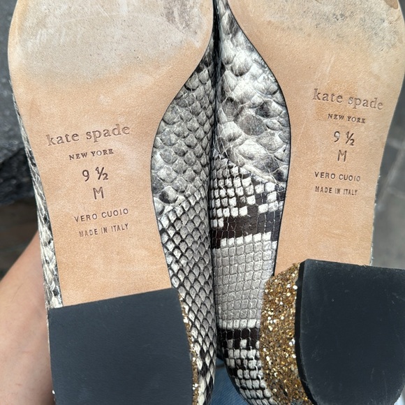 Kate Spade Made in Italy Snakeskin Leather Glitter Heels Ankle Strap Pumps - 9.5 - Picture 10 of 16